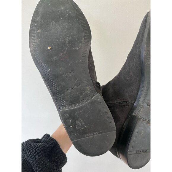 Hugo Boss Made in ITALY Black Suede Leather Mens Chelsea Boots 8.5 10 Pull On - Picture 5 of 6
